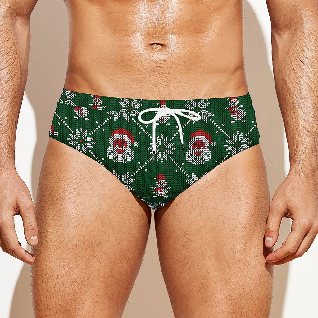 Santa Claus Knitted Pattern Print Men's Swim Briefs