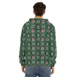 Santa Claus Knitted Pattern Print Men's Velvet Pullover Hoodie