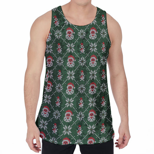 Santa Claus Knitted Pattern Print Men's Velvet Tank Top