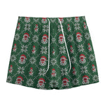 Santa Claus Knitted Pattern Print Mesh Shorts