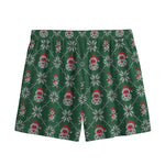 Santa Claus Knitted Pattern Print Mesh Shorts
