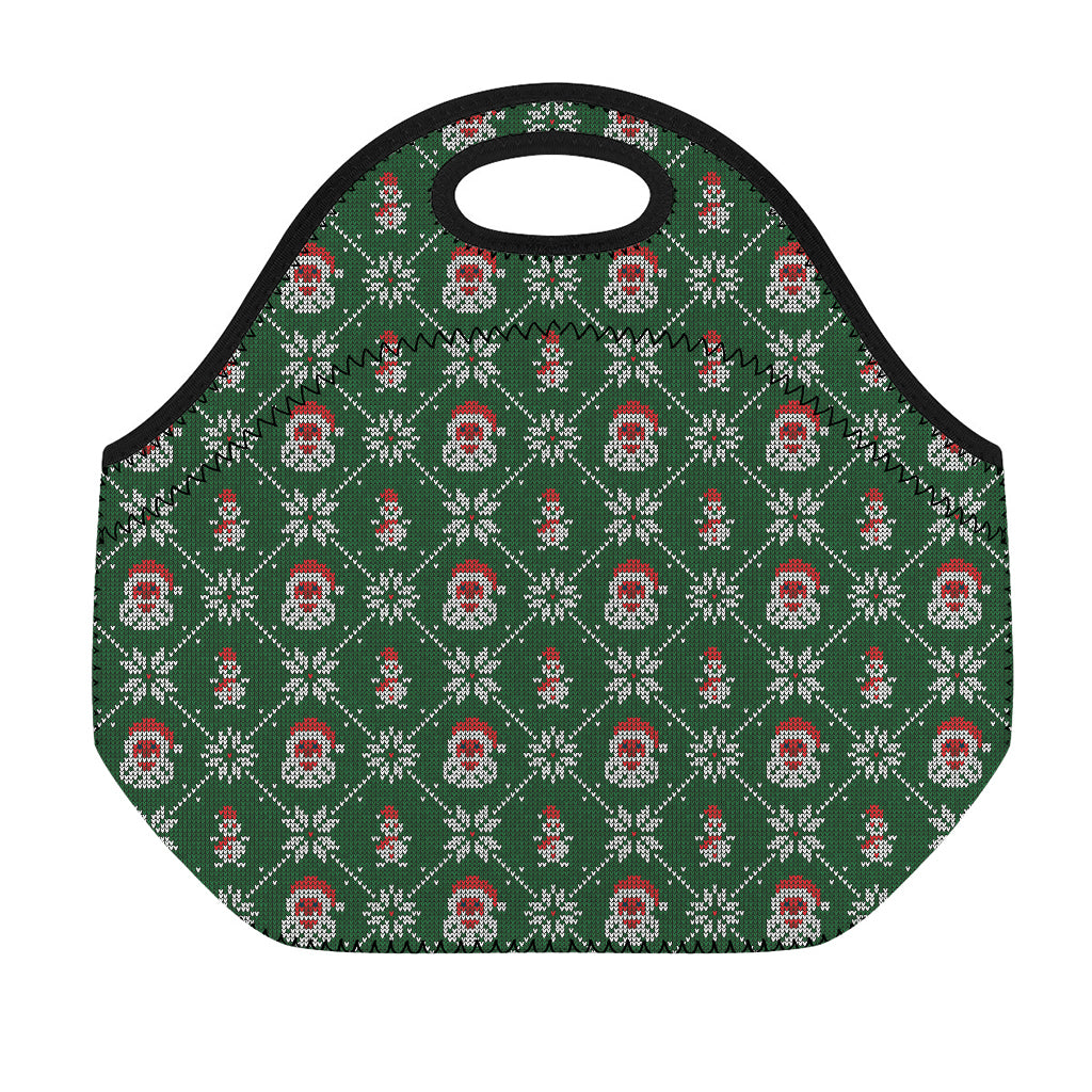 Santa Claus Knitted Pattern Print Neoprene Lunch Bag