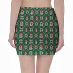 Santa Claus Knitted Pattern Print Pencil Mini Skirt