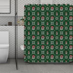 Santa Claus Knitted Pattern Print Polyester Shower Curtain