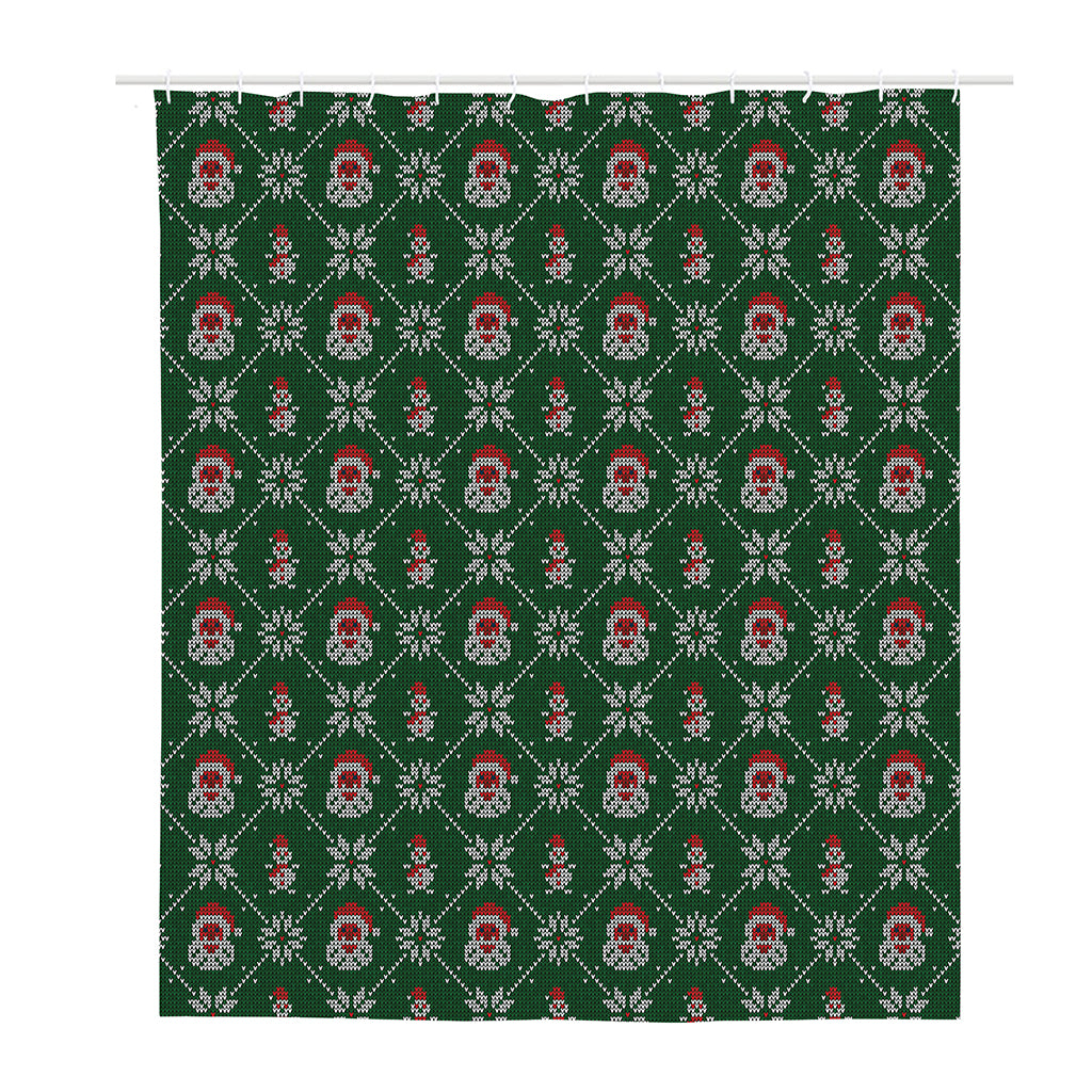 Santa Claus Knitted Pattern Print Polyester Shower Curtain