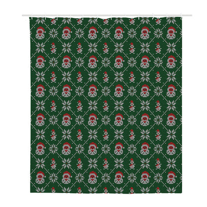 Santa Claus Knitted Pattern Print Polyester Shower Curtain