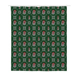 Santa Claus Knitted Pattern Print Polyester Shower Curtain