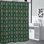 Santa Claus Knitted Pattern Print Premium Shower Curtain