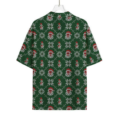 Santa Claus Knitted Pattern Print Rayon Hawaiian Shirt