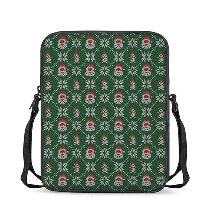 Santa Claus Knitted Pattern Print Rectangular Crossbody Bag