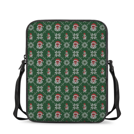 Santa Claus Knitted Pattern Print Rectangular Crossbody Bag