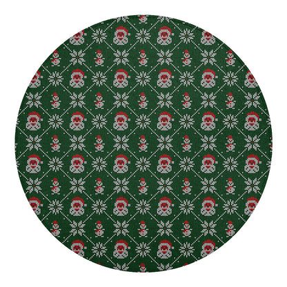 Santa Claus Knitted Pattern Print Round Blanket