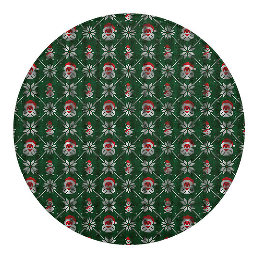 Santa Claus Knitted Pattern Print Round Blanket