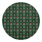 Santa Claus Knitted Pattern Print Round Blanket