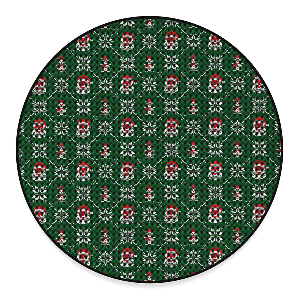 Santa Claus Knitted Pattern Print Round Floor Mat