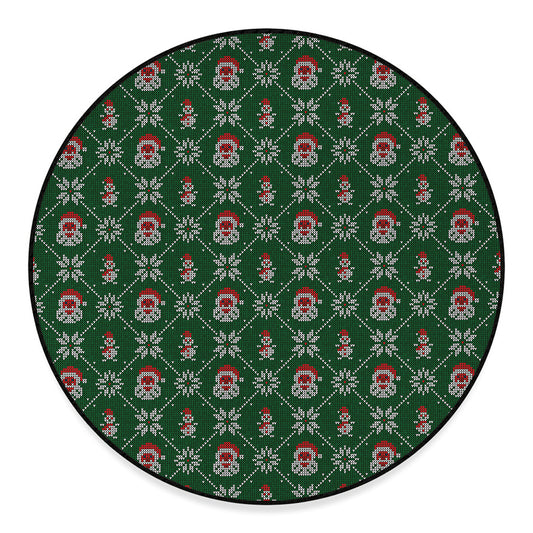 Santa Claus Knitted Pattern Print Round Floor Mat