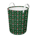 Santa Claus Knitted Pattern Print Round Laundry Basket
