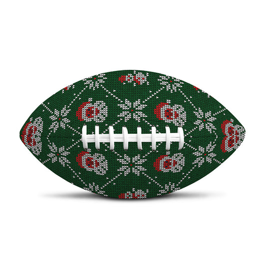 Santa Claus Knitted Pattern Print Rugby Ball