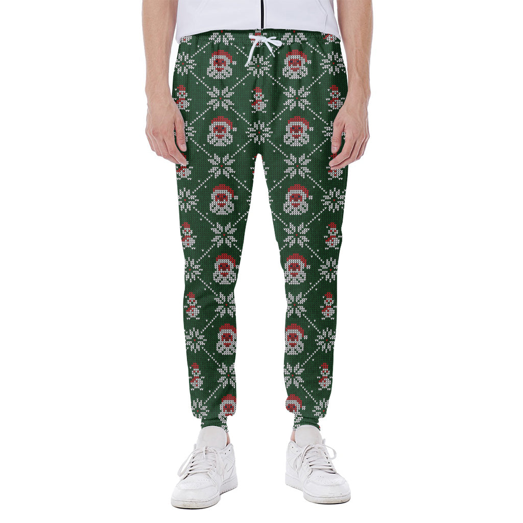 Santa Claus Knitted Pattern Print Scuba Joggers