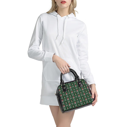 Santa Claus Knitted Pattern Print Shoulder Handbag