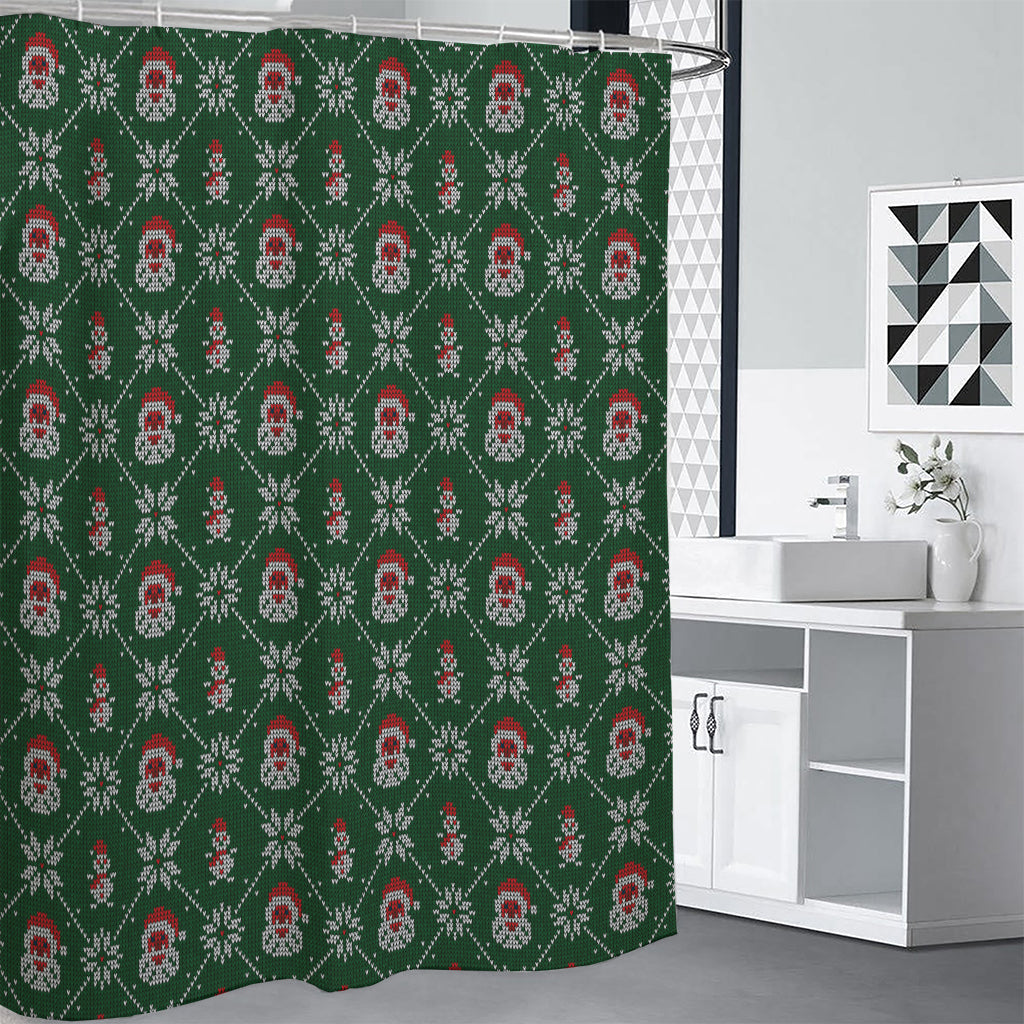 Santa Claus Knitted Pattern Print Shower Curtain