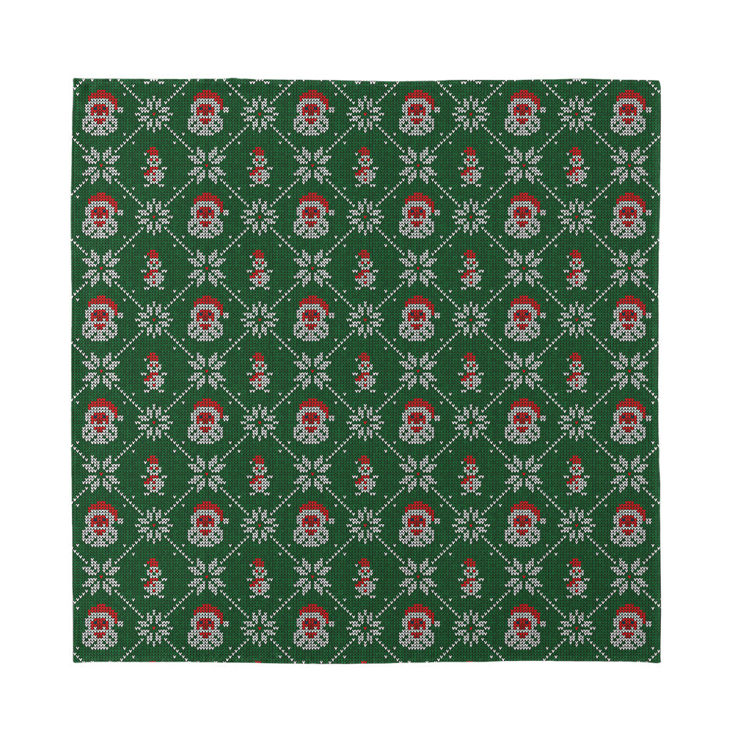 Santa Claus Knitted Pattern Print Silk Bandana