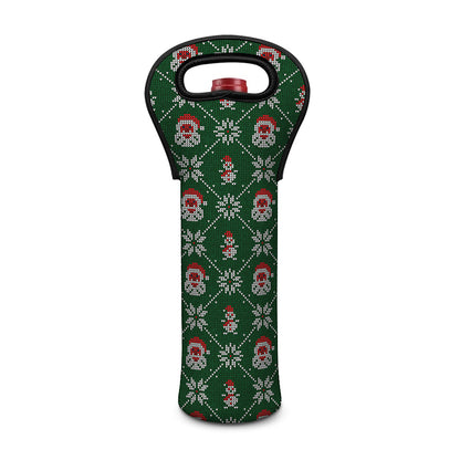 Santa Claus Knitted Pattern Print Single Neoprene Wine Tote