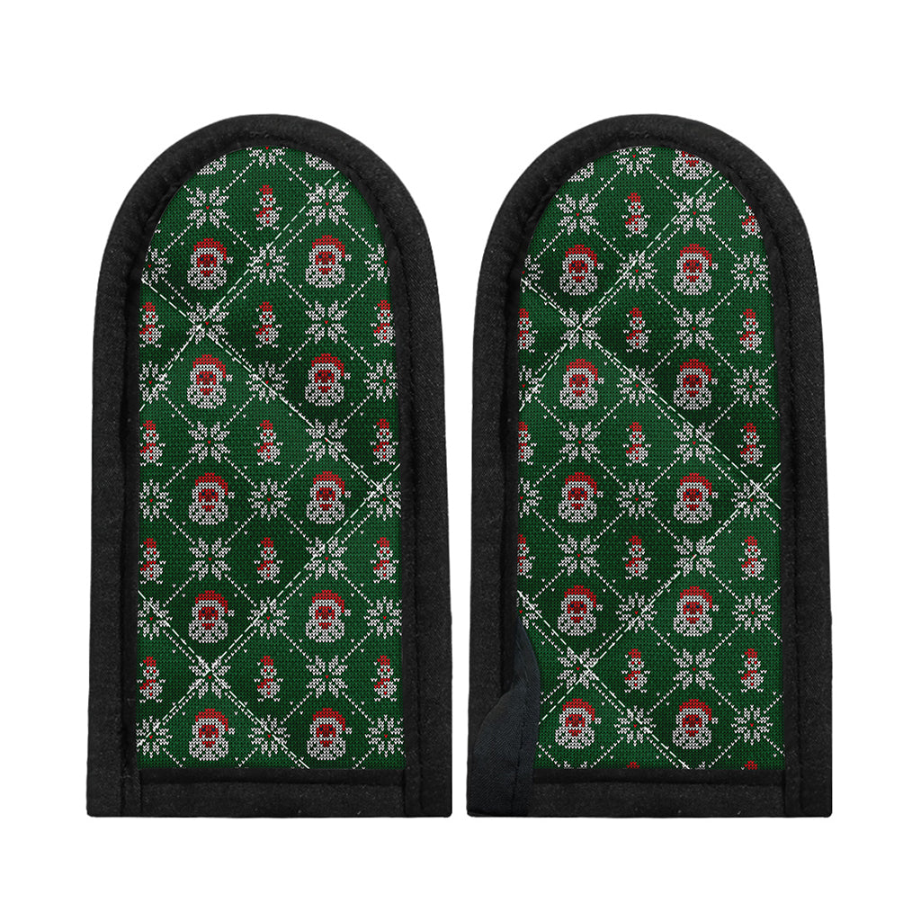 Santa Claus Knitted Pattern Print Skillet Handle Cover