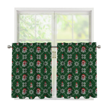 Santa Claus Knitted Pattern Print Tier Curtains