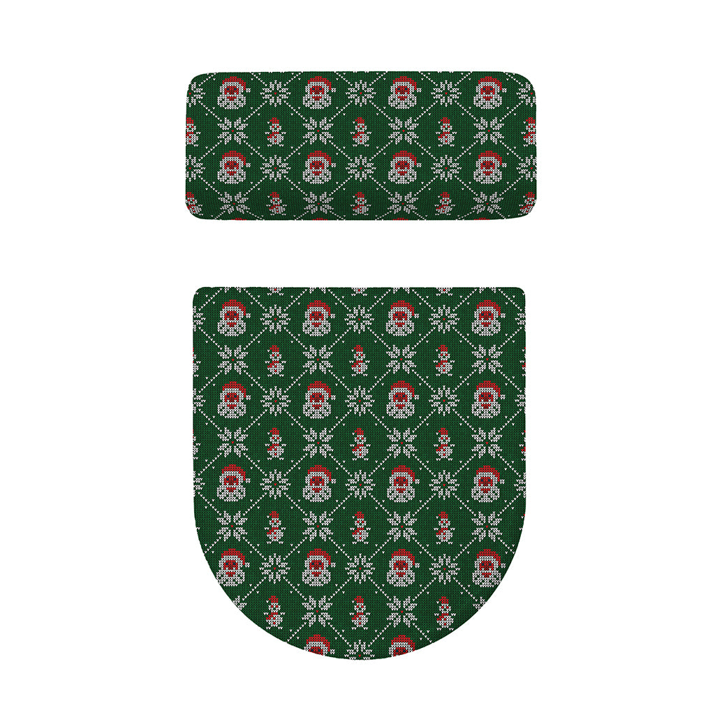 Santa Claus Knitted Pattern Print Toilet Lid And Tank Cover Set