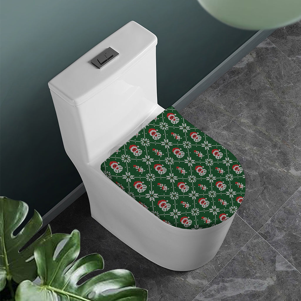 Santa Claus Knitted Pattern Print Toilet Lid Cover