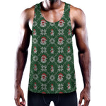 Santa Claus Knitted Pattern Print Training Tank Top