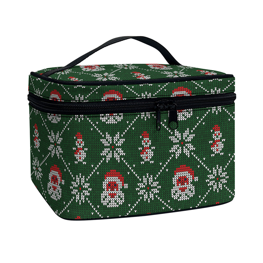 Santa Claus Knitted Pattern Print Travel Makeup Bag
