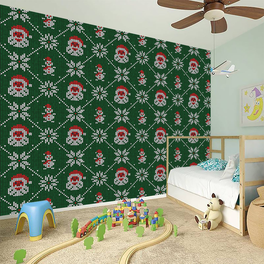 Santa Claus Knitted Pattern Print Wall Sticker
