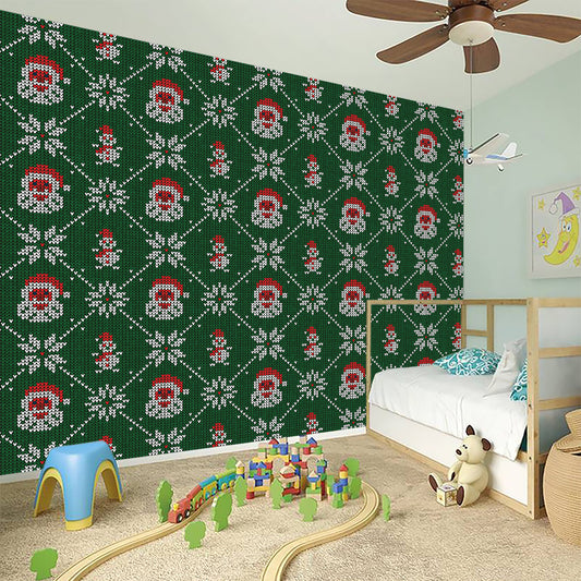 Santa Claus Knitted Pattern Print Wall Sticker