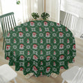 Santa Claus Knitted Pattern Print Waterproof Round Tablecloth