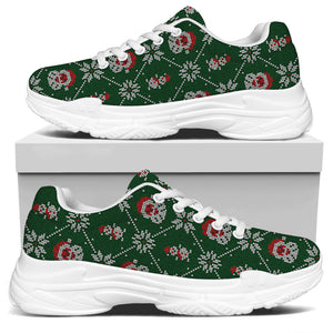 Santa Claus Knitted Pattern Print White Chunky Shoes