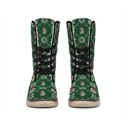 Santa Claus Knitted Pattern Print Winter Boots
