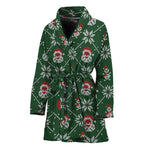 Santa Claus Knitted Pattern Print Women's Bathrobe