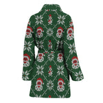Santa Claus Knitted Pattern Print Women's Bathrobe