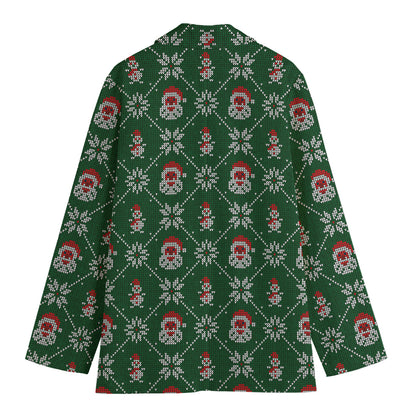 Santa Claus Knitted Pattern Print Women's Blazer