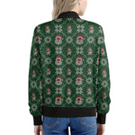 Santa Claus Knitted Pattern Print Women's Bomber Jacket