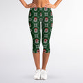 Santa Claus Knitted Pattern Print Women's Capri Leggings