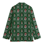 Santa Claus Knitted Pattern Print Women's Cotton Blazer