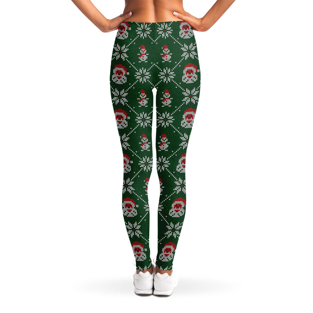 Santa Claus Knitted Pattern Print Women's Leggings