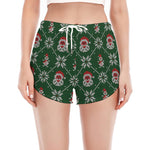 Santa Claus Knitted Pattern Print Women's Split Running Shorts