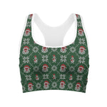 Santa Claus Knitted Pattern Print Women's Sports Bra