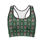 Santa Claus Knitted Pattern Print Women's Sports Bra