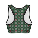 Santa Claus Knitted Pattern Print Women's Sports Bra