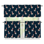 Santa Claus Llama Xmas Pattern Print 3 Piece Kitchen Curtains